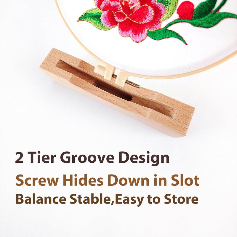 Fembemok Embroidery Frames for Display 3Pack Embroidery Hoop Display Stand 2 Tier Groove Design Cross Stitch Hoop Frame Stand，Embroidery Stand Embroidery kit (Suitable 7-10IN Frame) - Image 4